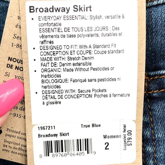 PRANA Women's Broadway Denim Pencil Skirt Size 2 True Blue Organic Cotton NWT - Picture 9 of 11